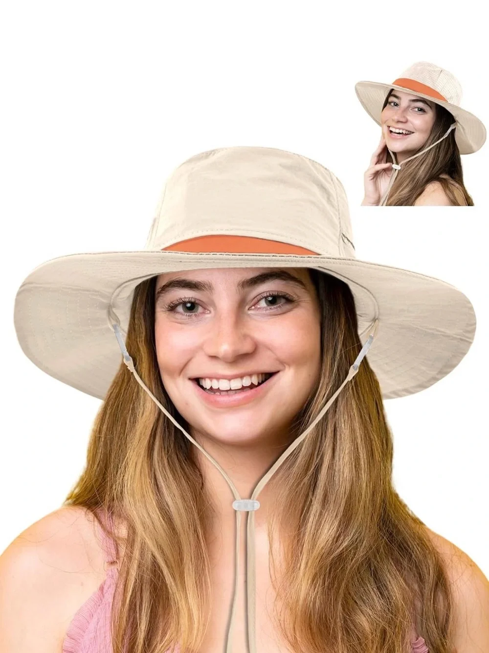 Peach Women's Foldable Wide-Brim Sun protection Hat - UPF 50+ Waterproof NWT